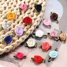 Mini Handmade Roses Flower Artificial Satin Ribbon Rosettes Fabric Appliques For Wedding Decoration Craft Sewing Accessories - Multicolor - View 5