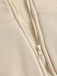 Girlism Tween Girls Knit Hooded Zip-Up Sweatshirt And Sweatpants Set, Casual Loungewear, Autumn/Winter - Apricot - View 3