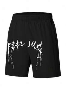 Manfinity Sport Corelite Conjunto deportivo de pantalón y top de manga larga con estampado minimalista para hombre