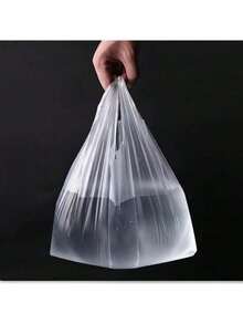 SHEIN Un conjunto de 100 bolsas de plástico blancas y transparentes, bolsas para desayuno, bolsas de envasado de alimentos desechables, bolsas de plástico para supermercados y compras, adecuadas para uso diario