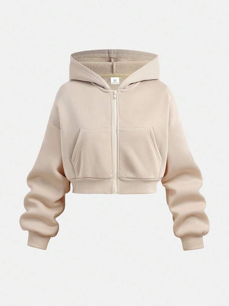 Girlism Conjunto de Moletom com Capuz e Calça de Moletom para Meninas Pré-Adolescentes, Roupa Casual de Descanso, Outono/Inverno - Damasco - Visão 8