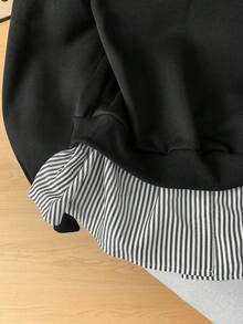 Modelyn 条纹拼接二合一长袖优雅时尚女式卫衣 - 彩色 - 查看 6