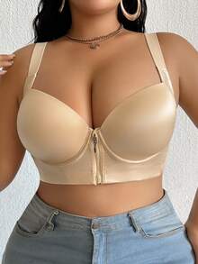 Sutien cu armătură mărime plus, cu ridicare confortabilă și separare, fermoar frontal ușor, bretele late, 1 buc.