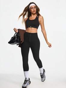 Eassivo Eassivo Women High Waist Lifting Sports Leggings,Shaping Active Tight Pants,Yoga Fitness Compression Trousers,Belly Control Lumbar Girdle Corset - Black - View 5