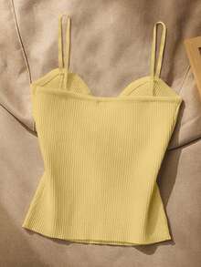 Resyla Women's Metal Decor Ribbed Camisole Top - Yellow - View 2