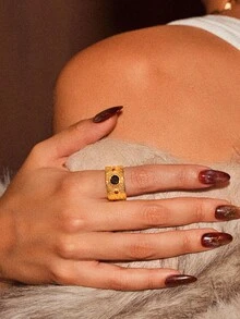 Glisma 18K Gold-PlatedWomen Single Ring,Western Jewelry,Old Money,Gemstone,Outfits,Fall/Autumn/Winter,For Mom/Women/Girl/Mother,Premium - Gold - View 3