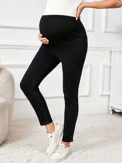 SHEIN Maternity Casual High Waist Slim Fit Jeans