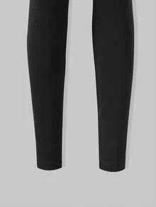 Teen Girls Sweatsuit Set, White Digital Print & Black Bow Crew Neck Sweatshirt, Black Skinny Pants, Comfortable Fitted - White - View 3