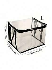 1/3个装大容量透明PVC收纳袋，防水可折叠拉链手提整理袋，带提手，适用于学校、大学宿舍、办公室用品、家居收纳、旅行打包、衣柜收纳等。