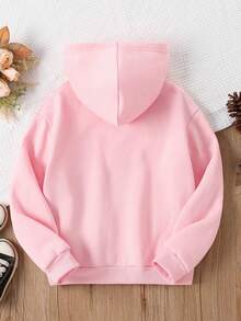 Teenager Mädchen gemütlicher Herbst & Winter Straßenstil Lässig Mode kreativ einzigartig frisch hochwertig Kriegspferd Soldat Grafik Muster locker sitzende Basic Rosa Sweatshirt bequem süßer Sweatshirt einfarbige Sweatshirts - Pink - Übersicht 2