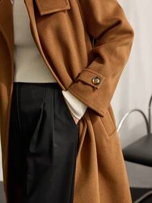 Dazy-Less Áo khoác dài dày thanh lịch, rộng rãi cho nữ, áo khoác ngoài thông thường cho mùa thu đông - Lạc đà - Xem 3