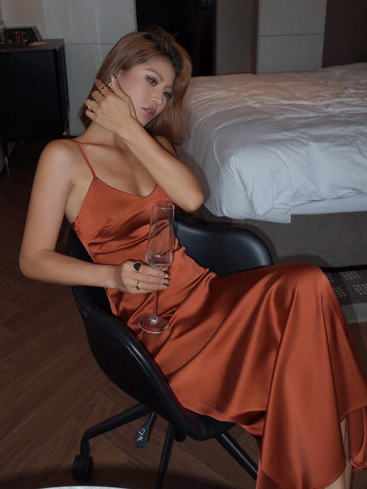 Satin Slip Dress, Long Nightgown For Women