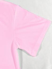 Resyla Women's Casual Crew Neck Short Sleeve Creative KPOP Graphic T-Shirt, Oversized - Pink - View 4