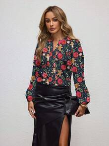 Glamance Vecteezy Blusa de manga larga con cuello en V minimalista casual de Navidad con diseño de Papá Noel, regalo de Navidad y pan de jengibre, adecuada para primavera, otoño e invierno, colección de ropa elegante y con estilo - Multicolor - Ver 5