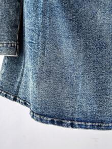 Elamini Vestido de mezclilla casual con cintura ajustada para mujer - Azul - Ver 4