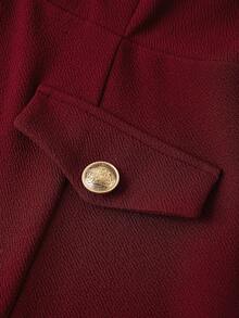 Ellevyn 优雅的勃艮第长袖连衣裙，适合日常通勤 - 酒紅色 - 查看 5