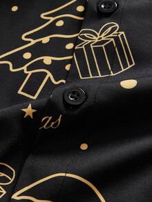 Manfinity VCAY Men's Long Sleeve Gingerbread Man All-Over Print Button-Front Casual Christmas Shirt Treaty Oak Revival - Black - View 5