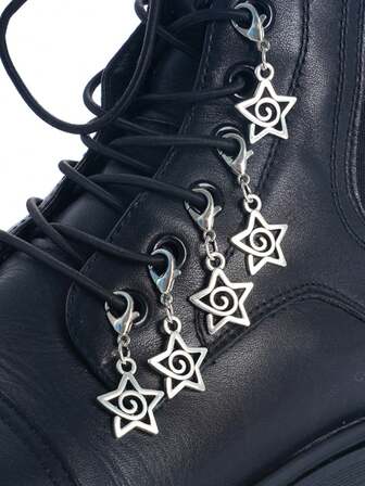 Goth 5pcs Punk Style Pentagram Shoe Buckle Decor For Boots, DIY Accessories Gift