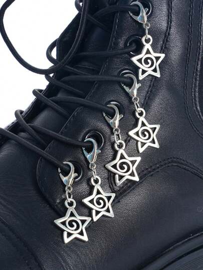 Goth 5pcs Punk Style Pentagram Shoe Buckle Decor For Boots, DIY Accessories Gift