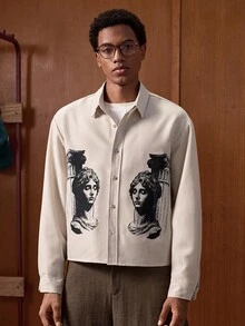 SWAVVY Men's Drop Shoulder Long Sleeve Button Front Casual Everyday Shirt - Khaki - View 4