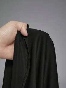 ROMWE Goth 哥特式腰部收紧蕾丝拼布长裙，秋冬 - 黑色 - 查看 6