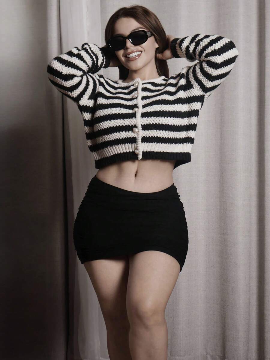 Lupita Cardoza 双层网布包臀短裙 - 黑色 - 查看 1