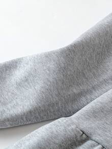 SHEIN LUNE Plus Size Spring/Autumn Casual Solid Color Drawstring Hooded Dress Fall Cloth For Women