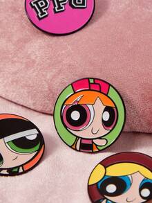 THE POWERPUFF GIRLS X SHEIN 3件套 花朵、气泡、毛茛图案胸针 - 米色 - 查看 4