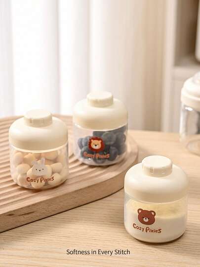 Cozy Pixies 3-Piece Set Of Baby Feeding Accessories, Milk Powder Box And Packing Box, Cute Animal Pattern