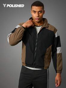 Manfinity Sport Polished Chaqueta deportiva casual y versátil para hombres, chaqueta de ocio al aire libre con diseño de patchwork, para otoño/invierno