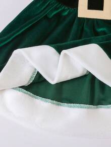 Glamorique Kids Vestido de terciopelo con diadema de lazo para niñas bebé, adecuado para eventos navideños - Verde - Ver 3