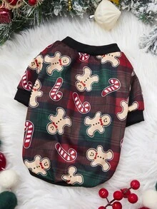 PETSIN Gingerbread Pet Print Casual Sweatshirt, Suitable For Christmas Occasions - Multicolor - View 1