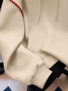 Resyla 女式樱花刺绣连帽卫衣 - 卡其色 - 查看 3