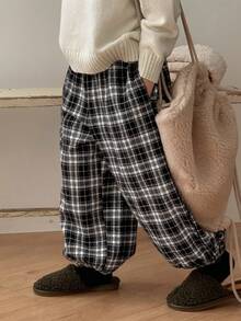 DAZY 男童休闲宽松格子裤，日系风格，秋季款