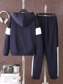 Vacaura 2pcs/Set Tween Boys' Graphic Hooded Sweatshirt And Sweatpants Casual Outfit - Multicolor - View 2