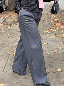 NegzBox Women's Dark Grey Woven Fabric Casual Long Pants With Zipper Detail - Dark Grey - View 5