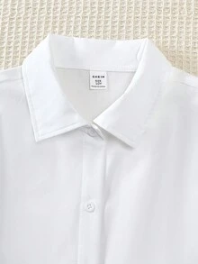 Elladie kids 2pcs Tween Girls Denim Outfit - Denim Vest And Long Sleeve White Shirt Dress - Multicolor - View 4