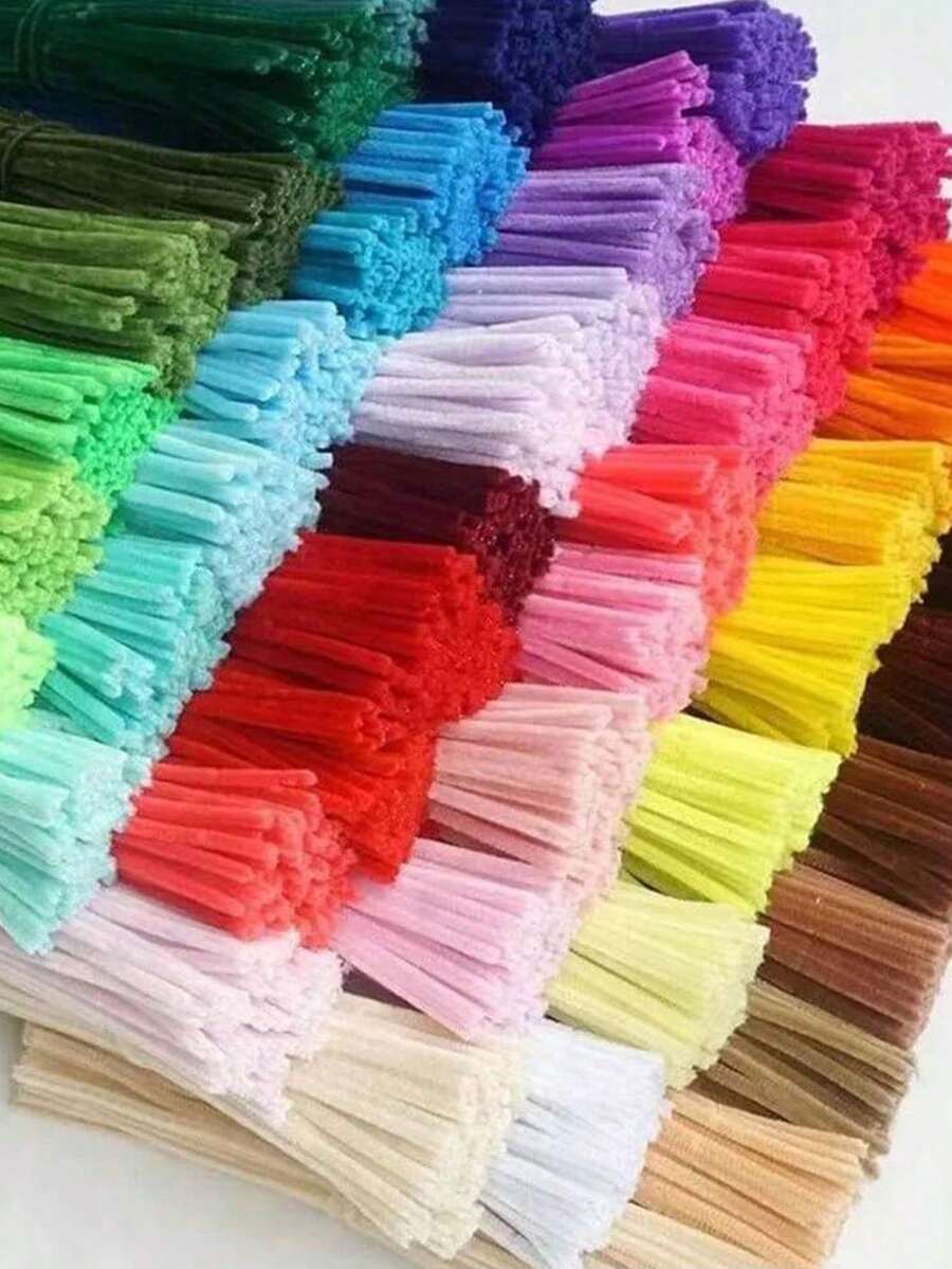 100pcs Pipe Cleaners Craft Supplies Colorful Chenille Stems Pipe Cleaners Plush Tinsel Stem Wired Twist Sticks Hair Strip - Multicolor - View 1
