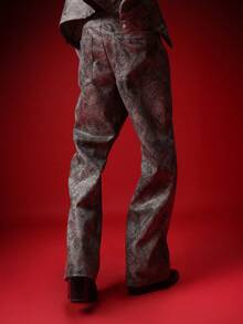 SUMWON Calça Larga Com Estampa De Cobra E Perna Larga, Estilo Streetwear - Cinza - Ver 3