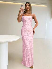 Aloruh Light Pink Knitted Cutout Dress - Baby Pink - View 5