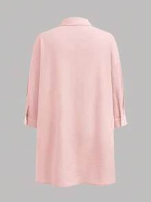 SHEIN Girlism 3件套少女白色吊带背心、休闲短裤、衬衫上衣套装 - 粉色 - 查看 9