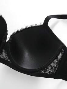 1 Áo ngực ren vá cỡ lớn có gọng nâng và hỗ trợ bên hông cho nữ - màu đen - Xem 5