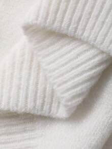 Dazy-Less Jersey de punto con hombros descubiertos, casual y de moda para otoño/invierno - Blanco - Ver 7