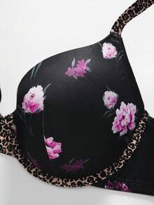 1 Áo ngực hỗ trợ thoải mái, có gọng màu đen cỡ lớn, họa tiết da báo, dây đeo thông thường - Nhiều màu - Xem 6