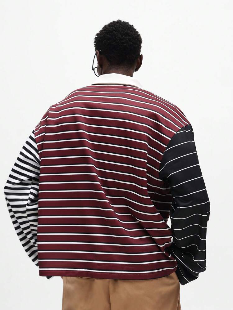 Boxy Fit Blocking Rugby Polo Shirt