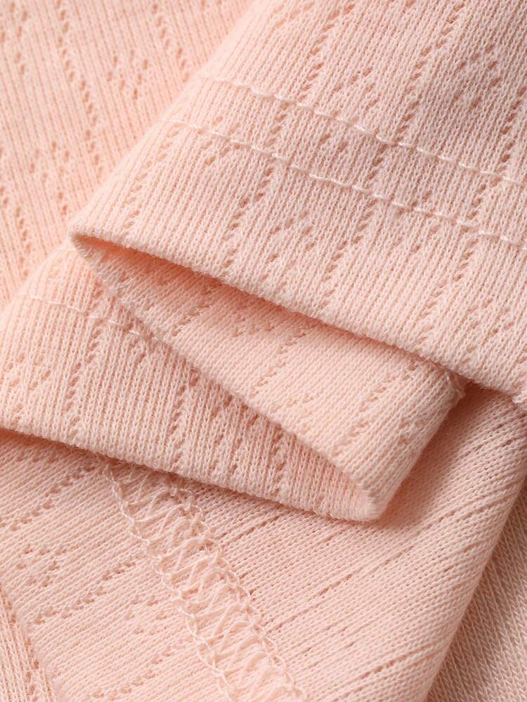Women's Romantic Ruffle Trim Waist Knit Pajama Set, Autumn, Winter Clothes