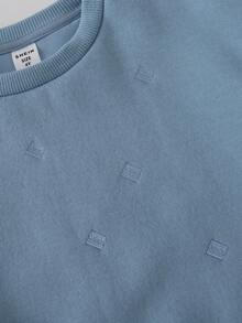 THE HAPPY LOOK 适合秋冬季的年轻女孩蓝色钻石刺绣宽松针织套头衫 - 藍色 - 查看 6