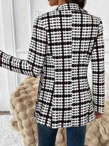 SHEIN Clasi Blazer élégant à carreaux pour femmes, blazer polyvalent à manches longues pour un port quotidien, veste classique à carreaux pour les déplacements, automne