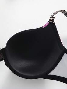 1 Áo ngực hỗ trợ thoải mái, có gọng màu đen cỡ lớn, họa tiết da báo, dây đeo thông thường - Nhiều màu - Xem 4