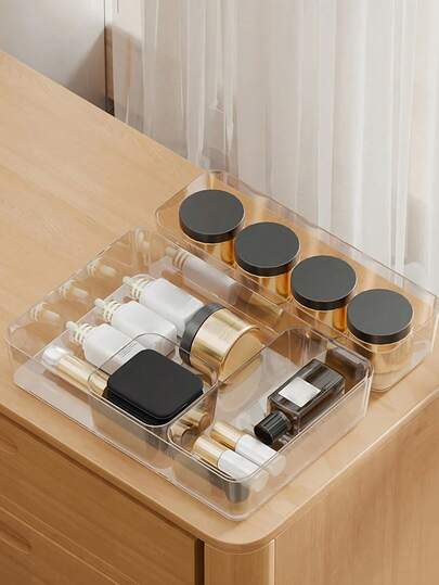 1/4 PCS Transparent Plastic Storage Box With Clear Drawer For School Supplies Organization Desk Stationery Holder Back To School College Dorm Office Home Declutter Minimalist